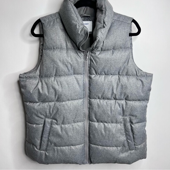 Old Navy Jackets & Blazers - Women’s Gray L Old Navy Puffer Vest Fleece Collar snap pockets